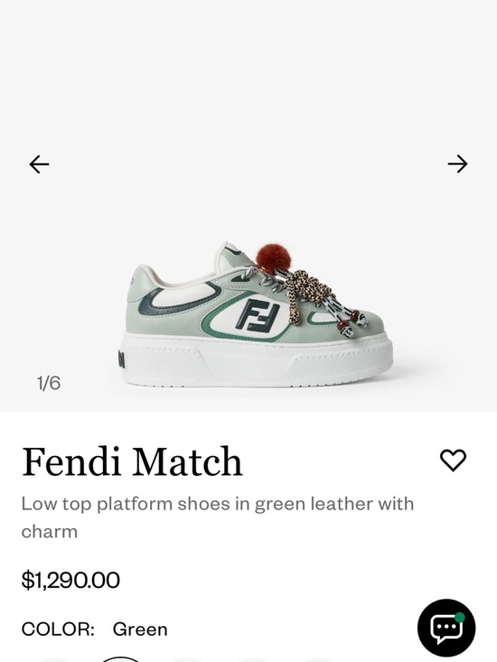 Fendi Shoes - Fendi Green and White Platform Sneakers with Pom Charm